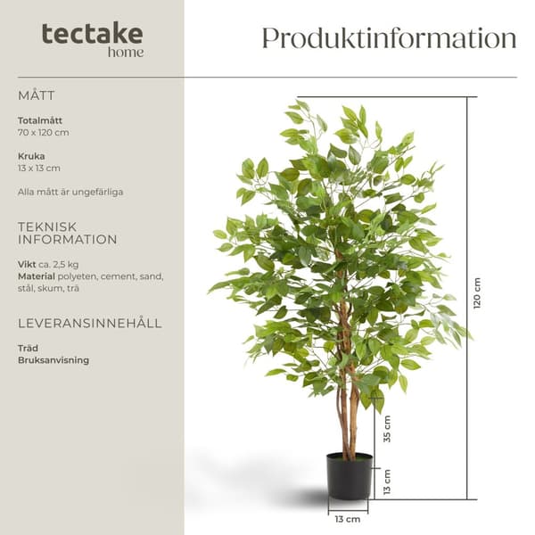 Konstgjort fikusträd Fida, naturtrogen textur - 120 cm