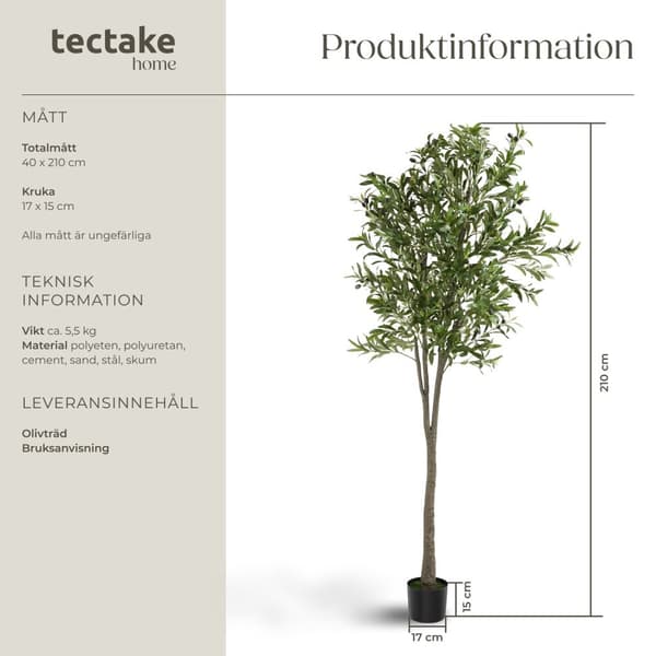 Konstgjort olivträd Oleand, naturtrogen textur - 210 cm