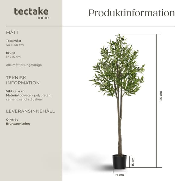 Konstgjort olivträd Oleand, naturtrogen textur - 150 cm