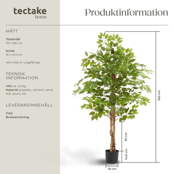 Konstgjort fikusträd Fida, naturtrogen textur - 160 cm
