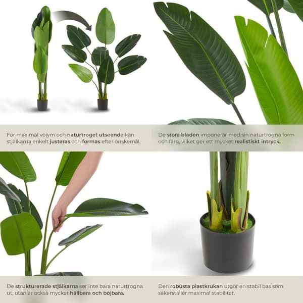 Konstgjord Strelitzia (papegojblomma), naturtrogen - 120 cm