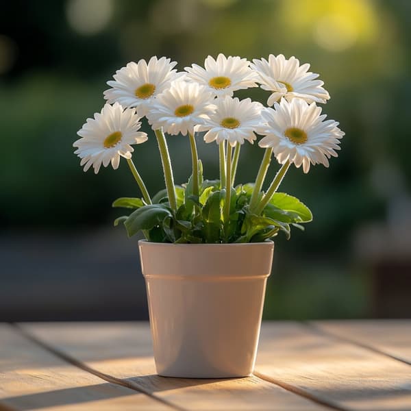 Gerbera garvinea - Vit - Höjd 45-60cm - ⌀19cm