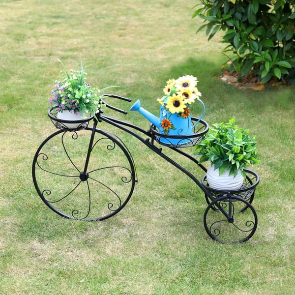 Tricycle Planteholder, Europæisk Stil, Belastningsevne 28kg,sort