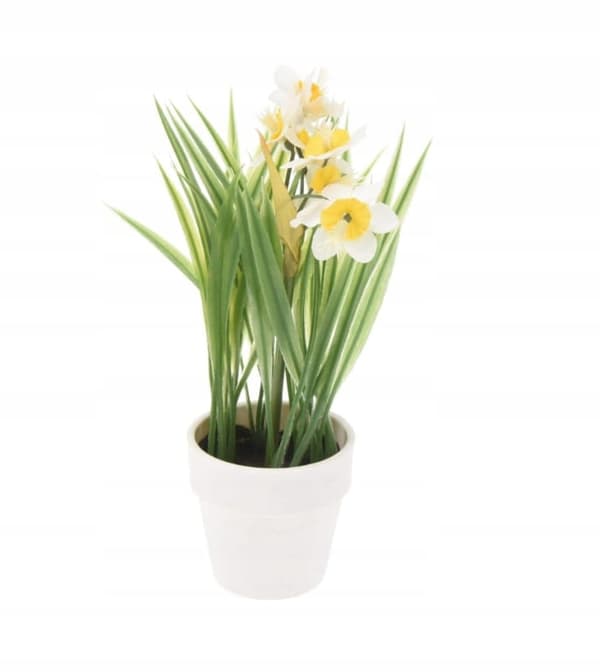 Keinotekoisia koristekukkia valkoisessa ruukussa 23 cm