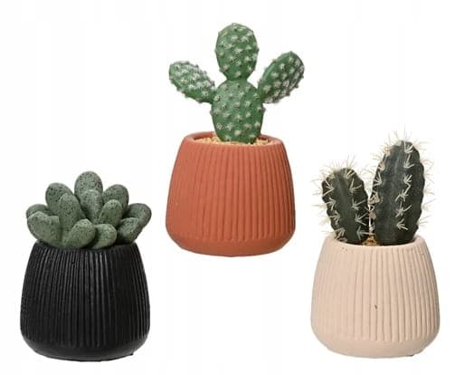 Kaktus i potte kunstig dekorativ plante 1 stk 14x8,5 cm
