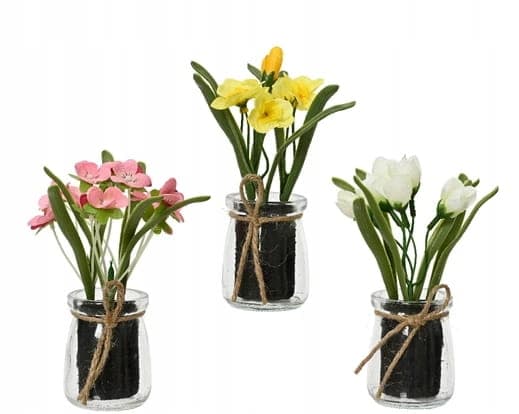 Bukett med konstgjorda dekorativa blommor i glas 1 st. 16x5,5 cm