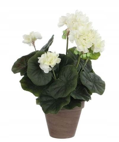 Konstgjord vit blomma i terrakottakruka 34x20cm