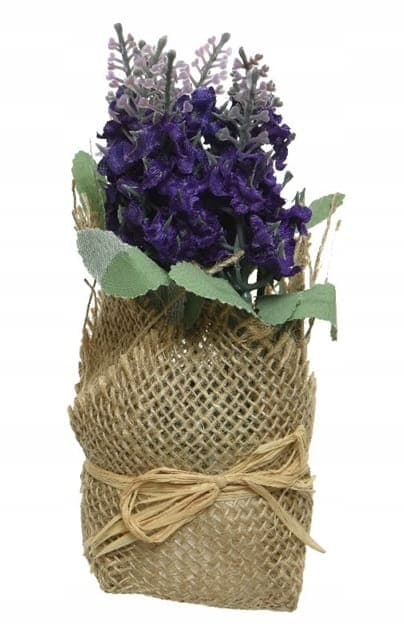 Lavendel i jutebetræk 17x7cm kunstig dekorativ plante