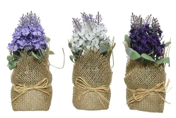 Lavendel i jutebetræk 17x7cm kunstig dekorativ plante