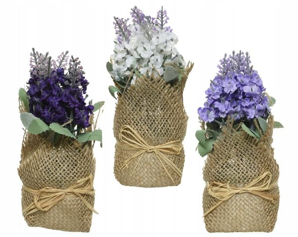 Lavendel i jutebetræk 17x7cm kunstig dekorativ plante