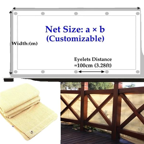 Sol Skyddsnät, Tjock HDPE Material, Anti-UV Skydd, 100cm öljettrumma, 3m x 3m