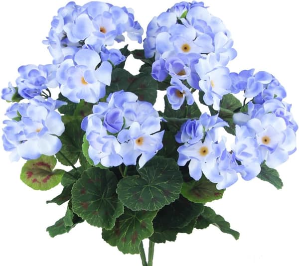 Lollanda Set med fyra konstgjorda blommor för utomhus- och inomhusbruk, blomdekoration, pelargon, UV-resistent för trädgård
