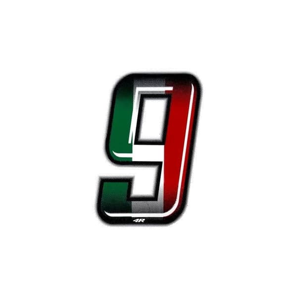 Klistermärke Nummer 9 Motorcykelhäftande nummer, Italiens flagga, h 10 cm