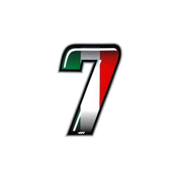 Klistermärke Nummer 7 Motorcykelhäftande nummer, Italiens flagga, h 10 cm