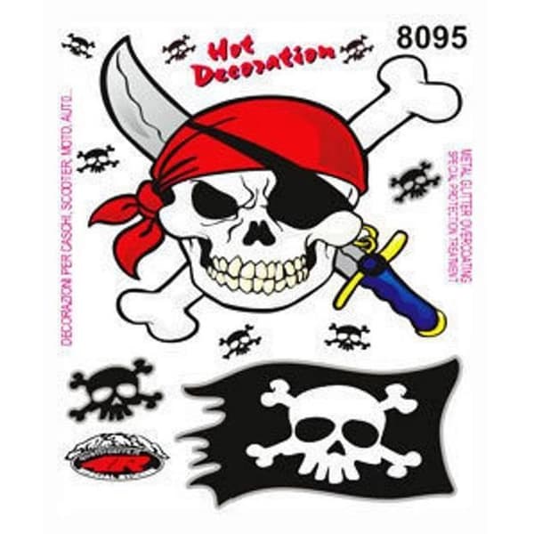 Skull Sticker Piratmålning 14 x 16 cm
