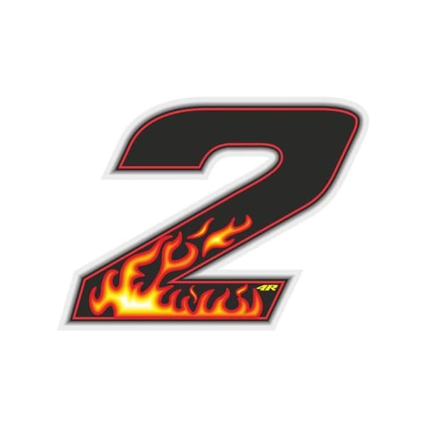 Klistermärke nummer 2 Motorcykellimnummer, Flames, 100 x 130 mm