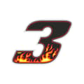 Miniatyrbild 1 av 4: Sticker Number 3 Adhesive Number Motorcykel, Flames, 100 x 130 mm