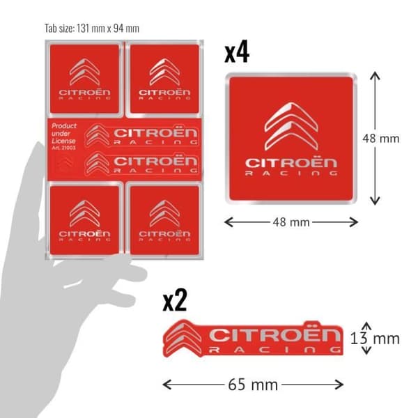 Adesivi Citroen Racing Ufficiali 6 Loghi, Rosso