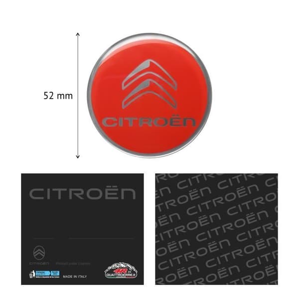 cCitroën 3D-logodekal, röd, 52 mm