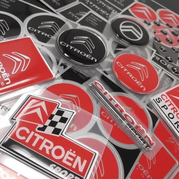 cCitroën 3D-logodekal, röd, 52 mm