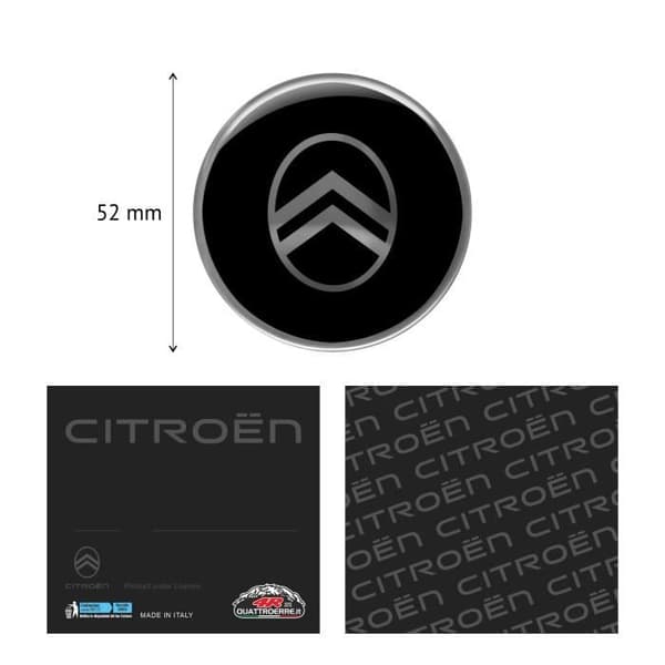 Citroen 3D New Logo-dekal, svart, 52 mm