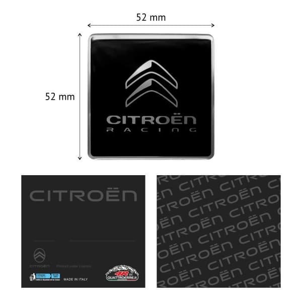 3D Citroën Racing-logodekal, svart, 52 mm
