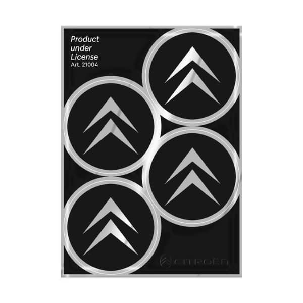 Hjulnavkapselklistermärken för Citroën Old Official 4 Logos 48 mm, svart