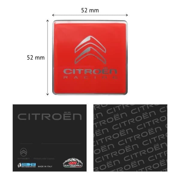 3D Citroën Racing-logodekal, röd, 52 mm