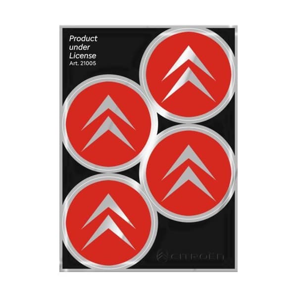 cHjulnavkapselklistermärken för Citroën Old Official 4 Logos 48 mm, Röd