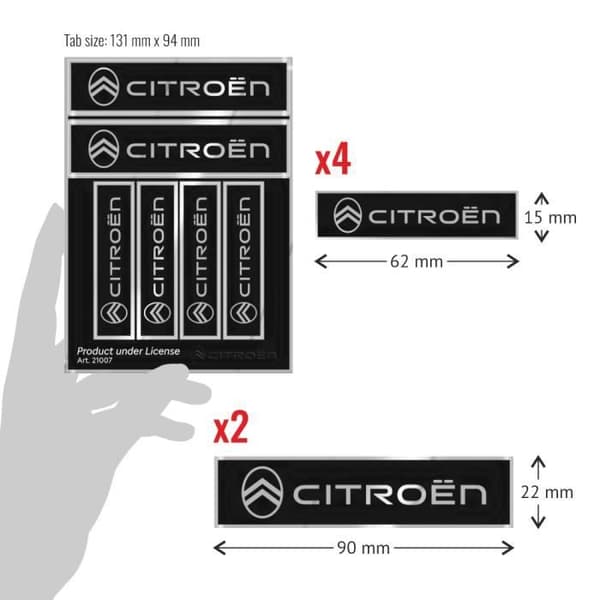 Citroën New Official 6 Logos dekaler, svarta