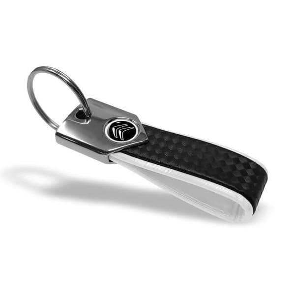 Officiell Citroën nyckelring, vit, kolfiber, svart logotyp