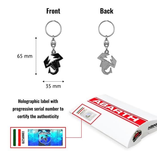 Officiell Abarth Scorpione metallnyckelring svart