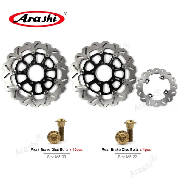 CNC Bremse Skive Rotor, Flydende Design, Højkvalitets Rustfrit Stål,Sort Skive Guld Bolt