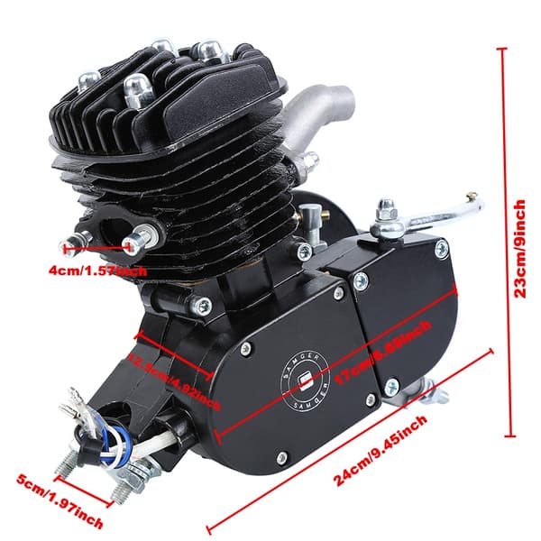 50cc 2-takts bensinmotor kit, hög bränsleeffektivitet, enkel installation,Svart