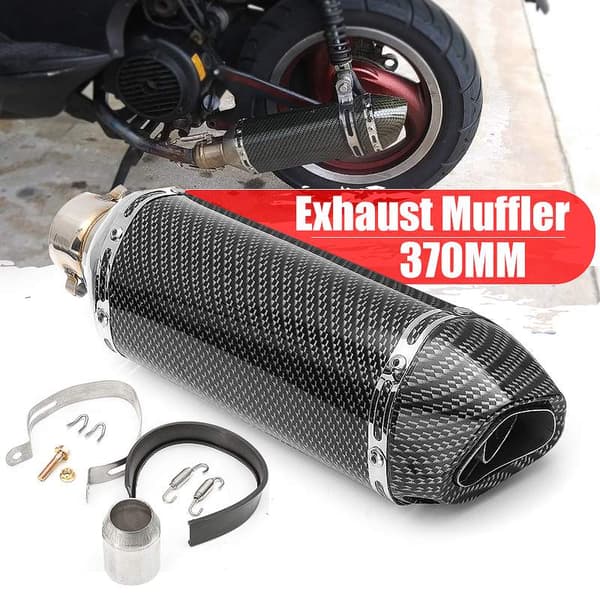 Universel Motorcykel Udstødningsdæmper, Justerbart Lydniveau, Letvægts Rustfrit Stål, Slankt Carbonfiber Design