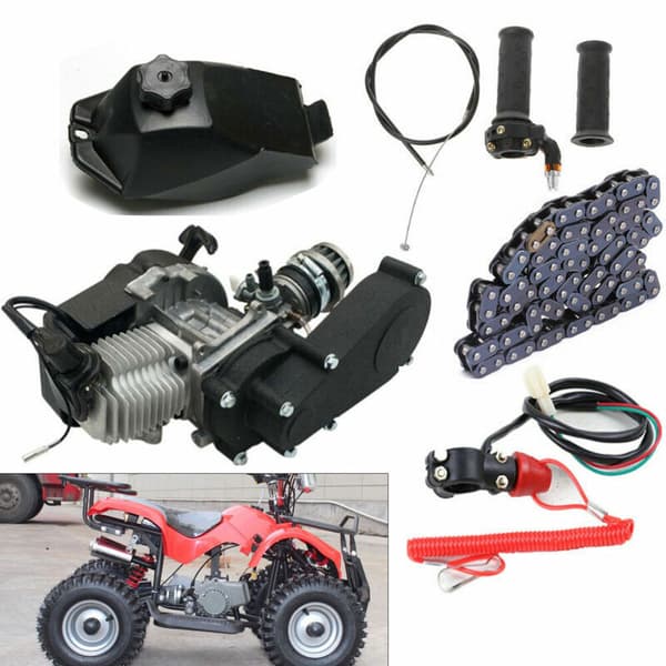49CC Motorcykelmotor Kit, Luftkyld, 40 mph Hastighetskapacitet,svart