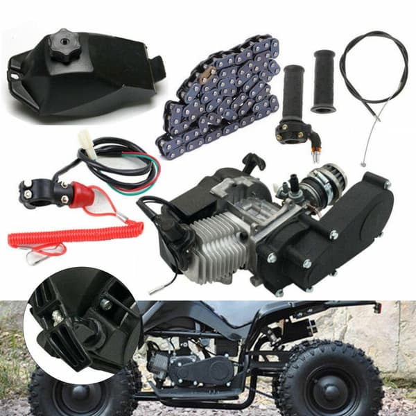 49CC Motorcykelmotor Kit, Luftkyld, 40 mph Hastighetskapacitet,svart