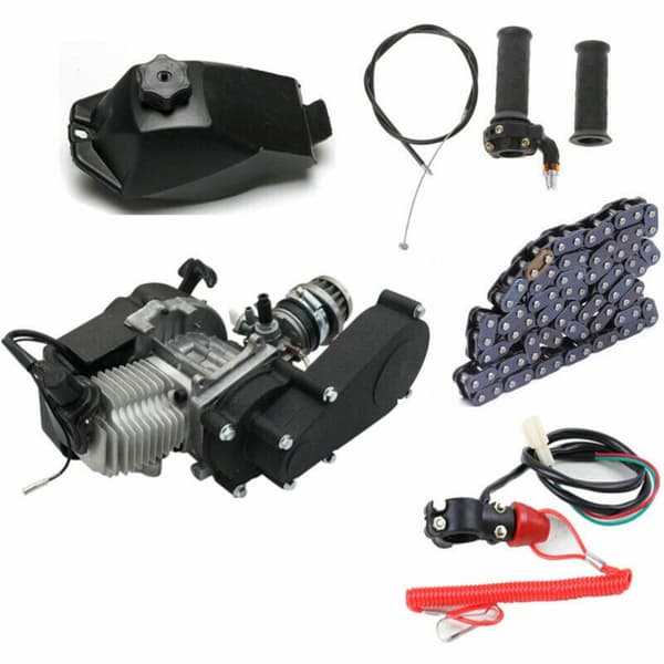 49CC Motorcykelmotor Kit, Luftkyld, 40 mph Hastighetskapacitet,svart