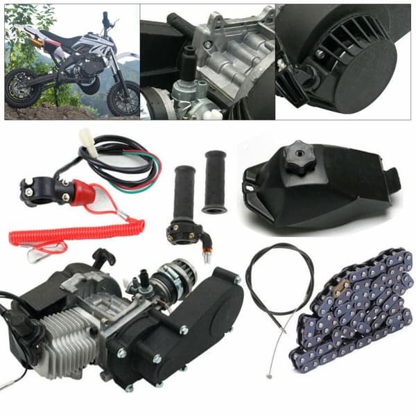 49CC Motorcykelmotor Kit, Luftkyld, 40 mph Hastighetskapacitet,svart