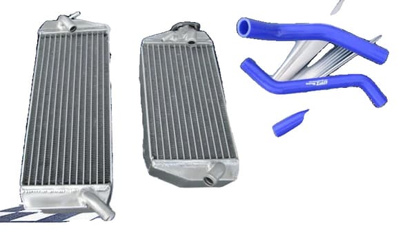 Kawasaki KLX450R Radiator, Aluminiumkonstruktion, inkluderer silikoneslanger,Blå
