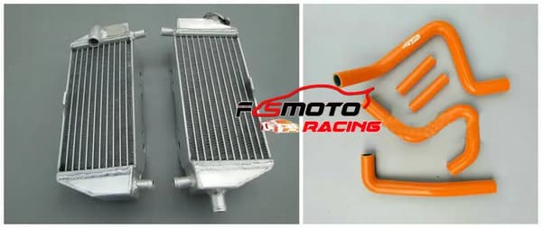 Kawasaki KX250 KX125 Kylare, Hållbar Aluminiumkonstruktion, Komplett Slangset,Orange