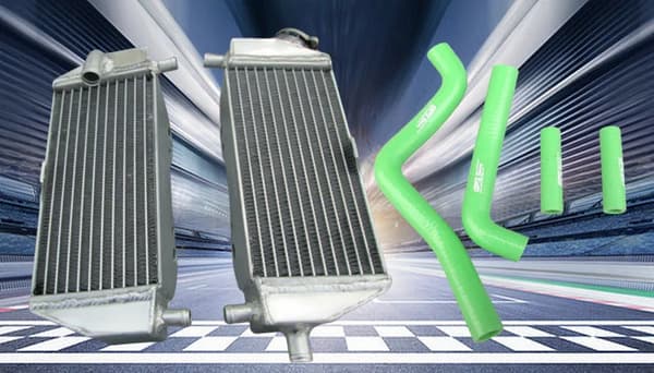 Kawasaki KX125 Aluminiumkylare, Hållbar Design, Olika Färger på Slangar,grön