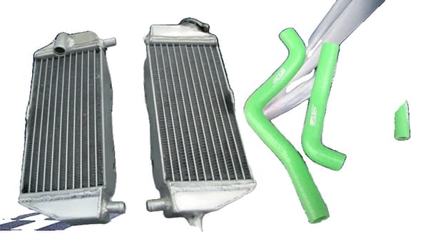 Kawasaki KX125 Aluminiumkylare, Hållbar Design, Olika Färger på Slangar,grön