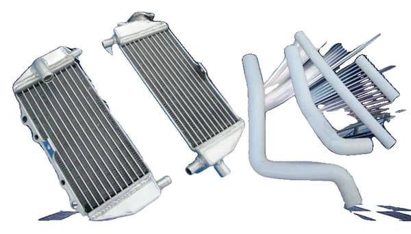 Kawasaki KX125 Aluminiumkylare, Hållbar Design, Olika Färger på Slangar,VIT