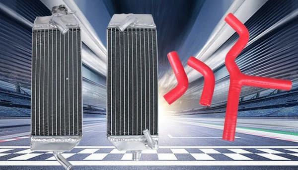 Aluminiumkylare med silikonslangar, optimal kylprestanda, hållbar konstruktion,Röd