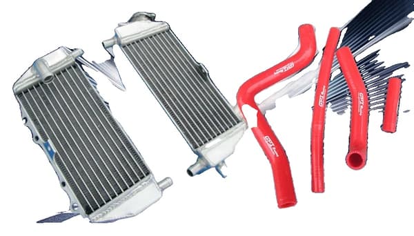 Kawasaki KX125 Aluminiumkylare, Hållbar Design, Olika Färger på Slangar,Röd