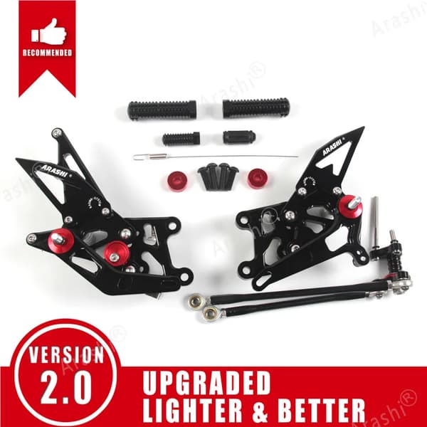 Justerbart fotstödset för CBR600RR SC59, lätt aluminium, anpassad körposition,Svart
