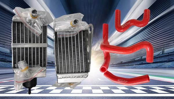 KTM 50 SX Aluminium Radiator, Holdbar Silikoneslange, Skræddersyet Pasform,Rød