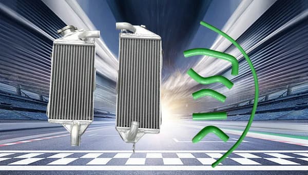 Aluminiumkylare, hållbar konstruktion, anpassade silikon slangar,grön