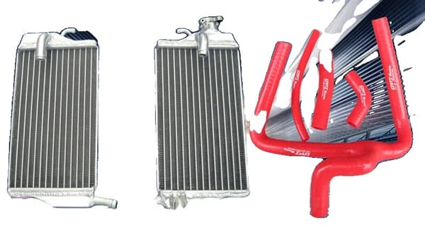 Aluminiumkylare, hållbara silikon slangar, kompatibla med Honda CR250 CR250R 2002-2004,Röd